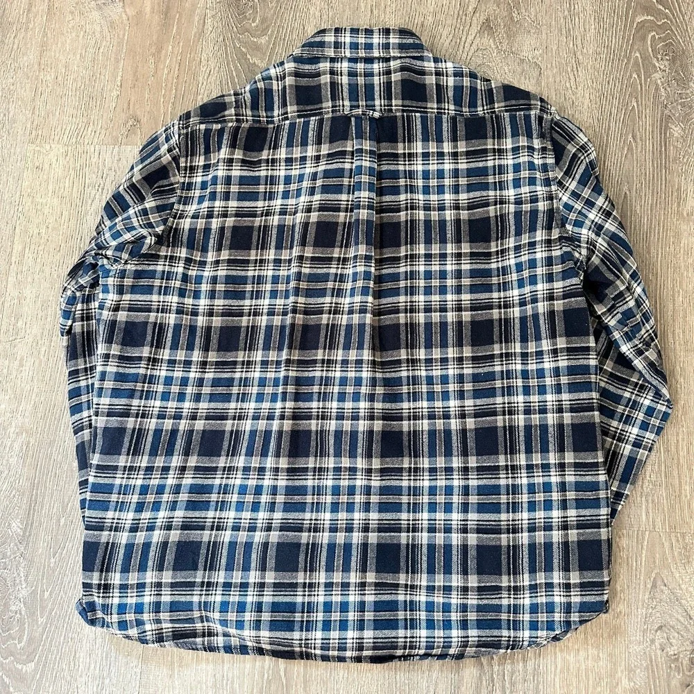 Woolrich‎ Flannel Men's 2XL XXL Blue Plaid Checkered Long Sleeve Button Up Shirt - Picture 5 of 14